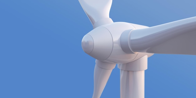 Wind Turbine on blue sky background 3D rendering