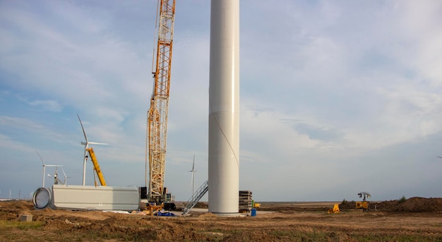 Wind turbine construction site installation of a windmill crane