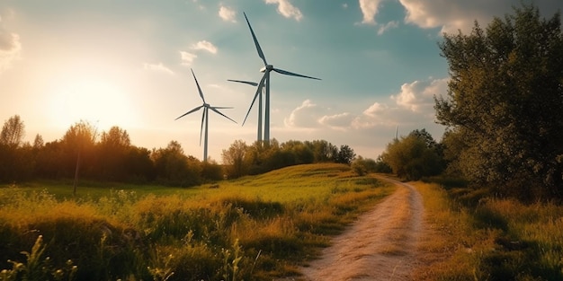 Wind turbines are alternative electricity sources the concept of green energy