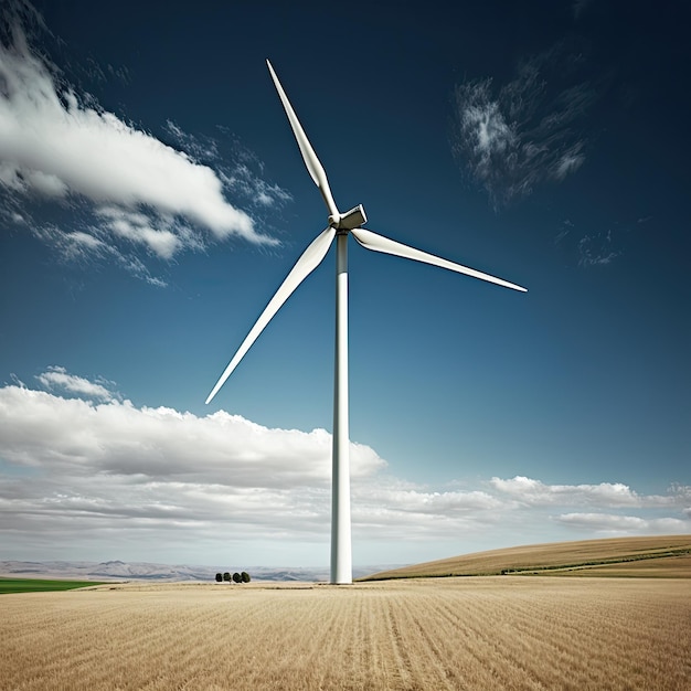 Wind turbines are an attractive and reliable source of renewable energy that can be used in open fields They capture the wind and spin their blades to create electrical power AI Generative