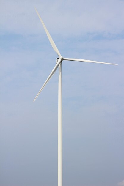 Wind turbines in the blue sky