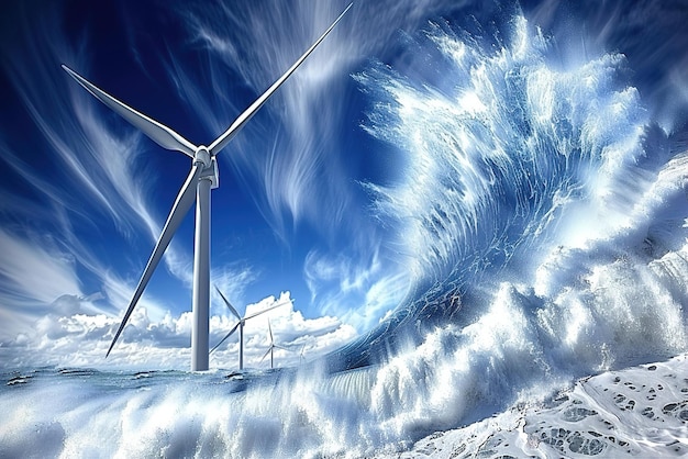 Wind turbines installed in the sea to provide sustainable power