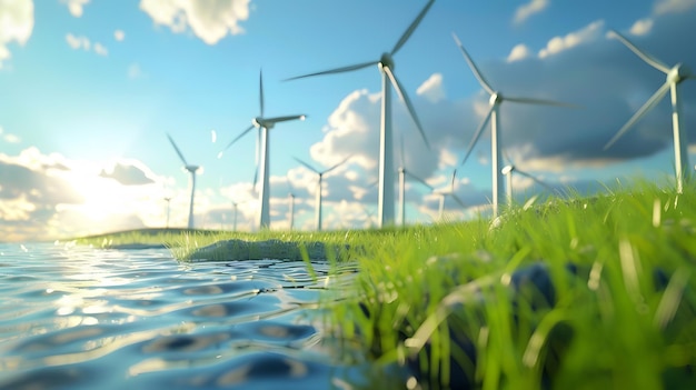 Wind turbines for the production of green energy AI Generated