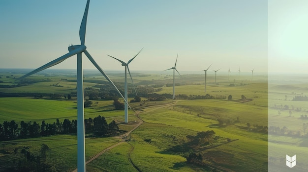 Wind turbines in a rural landscape symbolizing the use of latest technology for energy production