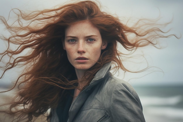 Windblown hair of a horse galloping through a storm