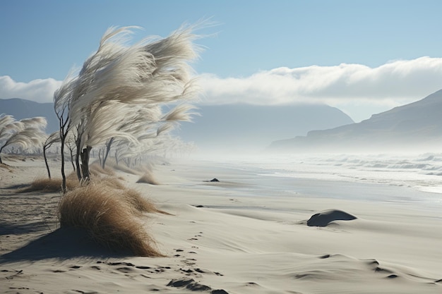 Photo windblown sand and seaweed