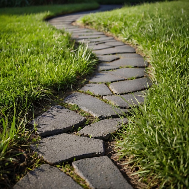 Photo winding path through green grass