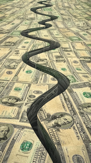 Photo the winding road to wealth a path paved with hundred dollar bills