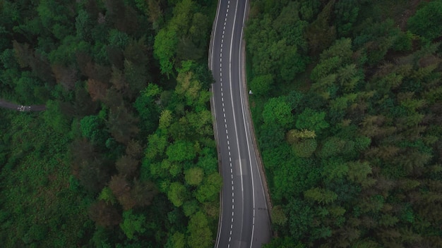 Winding roads from a bird39s eye view Top view of a road in the mountains