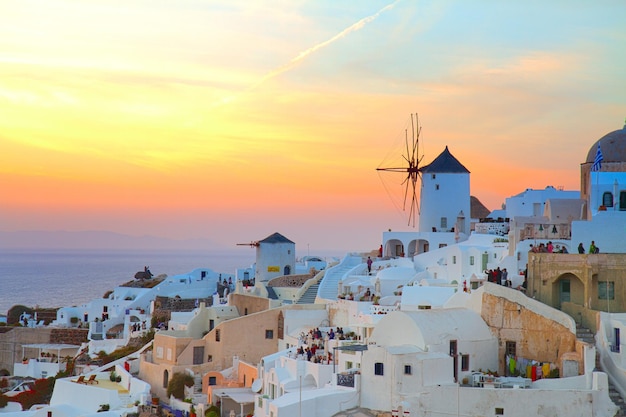 Windmill of Oia at sunset Santorini