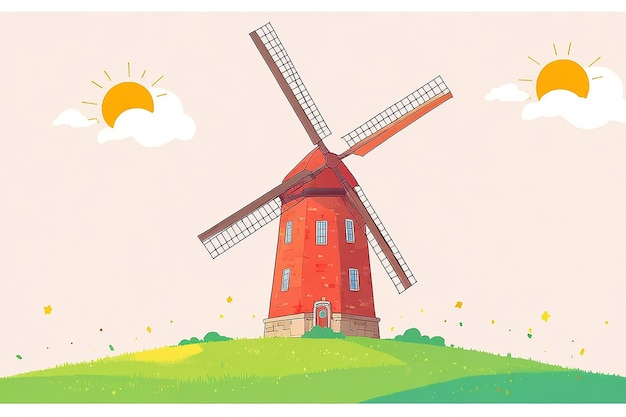 Photo windmill and sun illustration