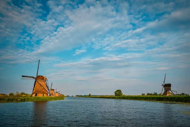 Windmills at kinderdijk in holland netherlands