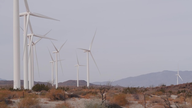 Windmills on wind farm wind mill energy generators desert windfarm usa