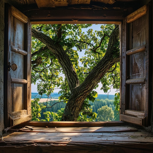 Photo window blue sky on black background