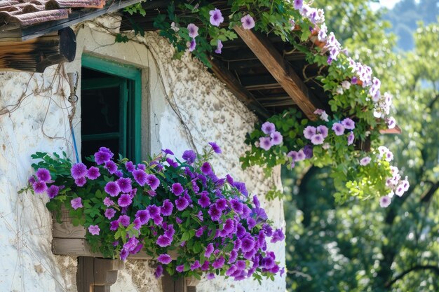 Window Box of Purple Flowers