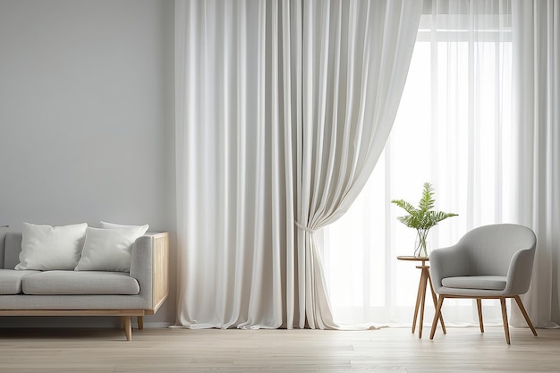 Window Curtains Mockup Blank White Space Design Feature