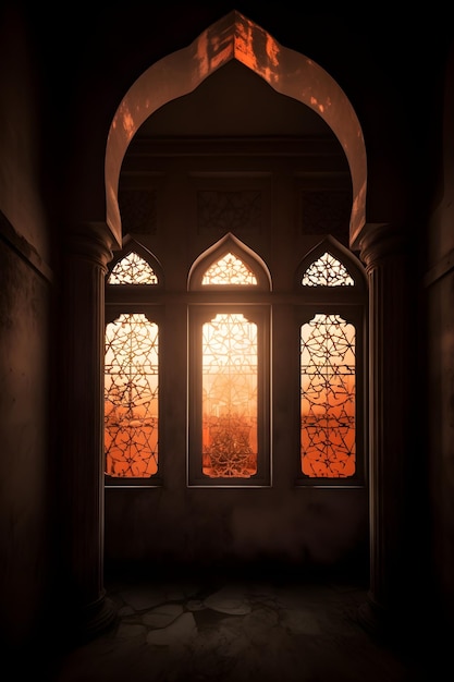 A window in a dark room with the sun shining through it.