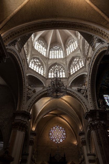 Window detail interior of a Gothic Catholic Cathedral