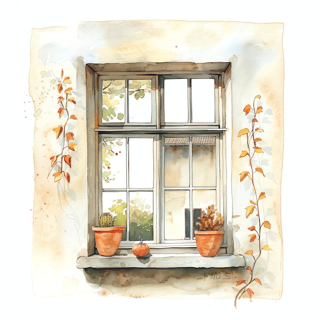 window fall autumn illustration