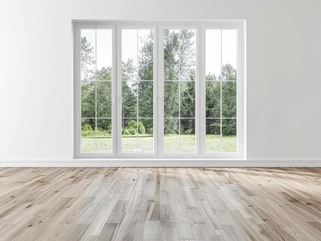 Photo window filling an empty apartment room with natural lighting residential interior design composition with copy space for an ad