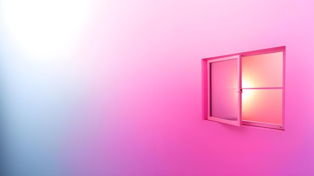 window in a pink room with a white wall