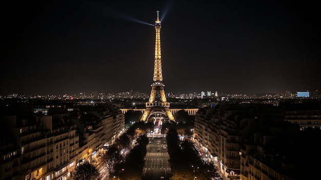 Window View of the Eiffel Tower at Night Time