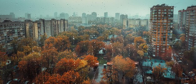 Window View of Rainy Autumn in Tolyatti