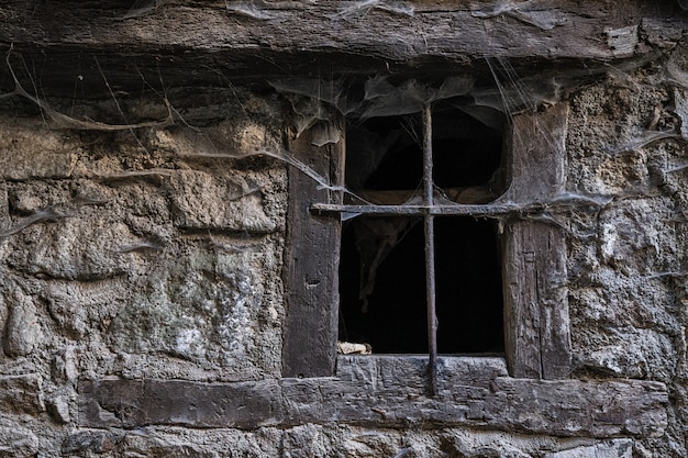 Window with cobwebs