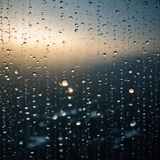 a window with rain drops on it and a view of the ocean