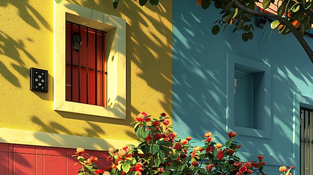 a window with a red shutter that says quot the word quot on it