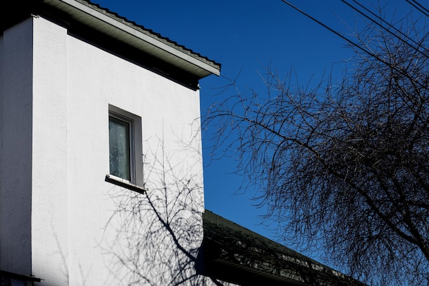 Windows and roof of old house