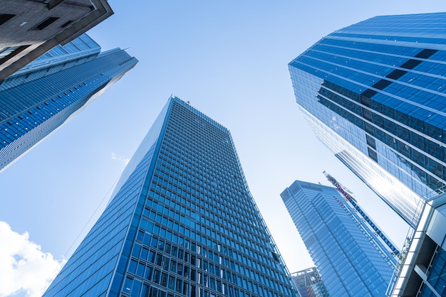 Windows of Skyscraper Business Office with blue sky