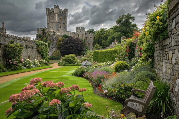 Windsor Castle in England with its medieval towers and lush grounds