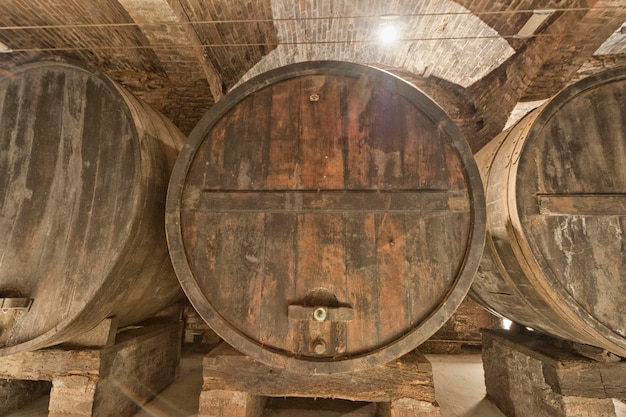 Wine Barrel in a cellar in Tuscany, Italy