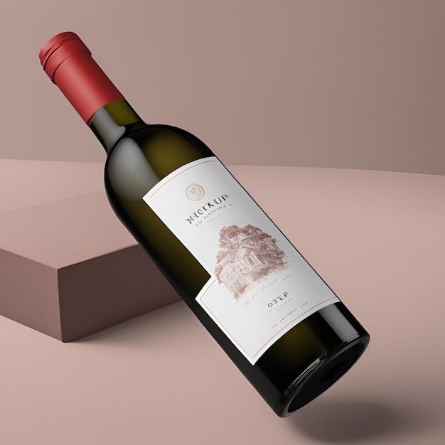 Photo wine bottle label mockup design