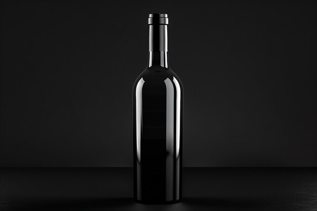 Photo wine bottle made of dark glass on a black background concept for advertising wineries