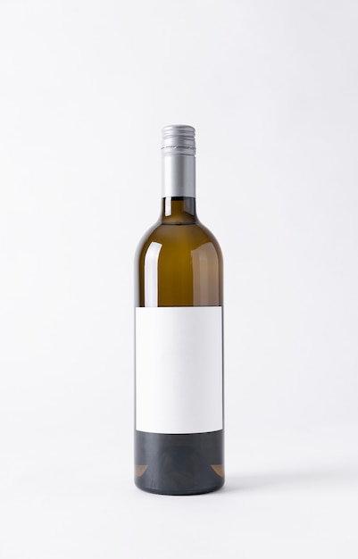 Wine bottle for mock-up. Blank Label on a gray background. 