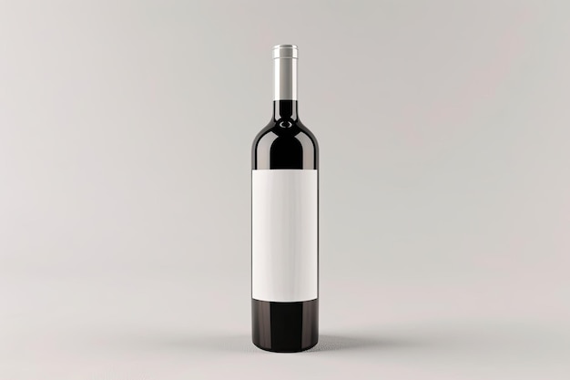 Photo wine bottle with blank label on white background