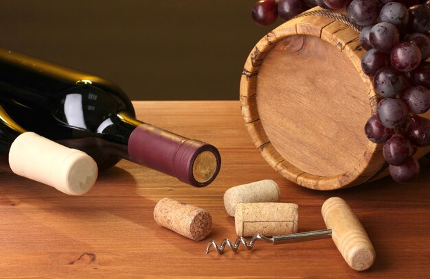 In wine cellar Composition of wine bottles and runlet