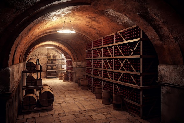 Wine cellar with racks Generate Ai