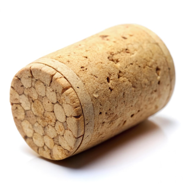 Wine cork resting on a white background showcasing its natural texture and shape Generative AI