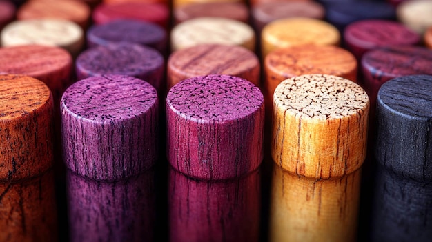 Photo wine corks in various shades of cork material intricate patterns and textures