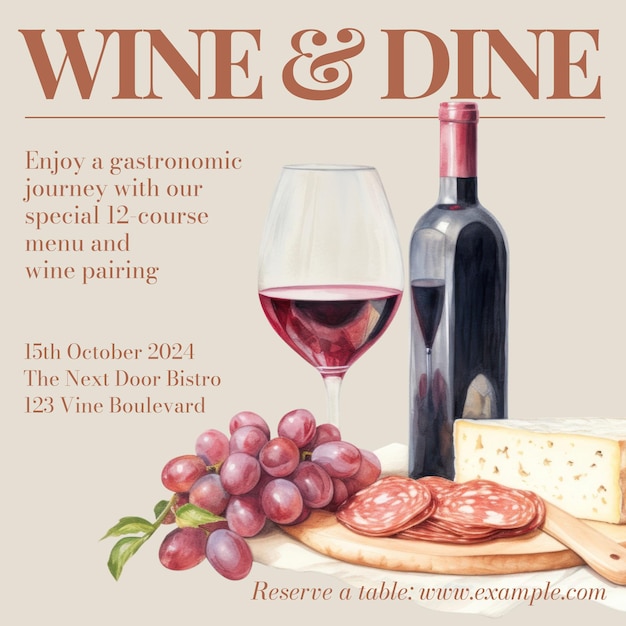 Photo wine dine instagram post template