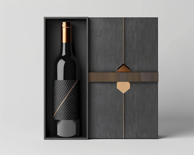 Photo a wine gift box mockup with a sophisticated design