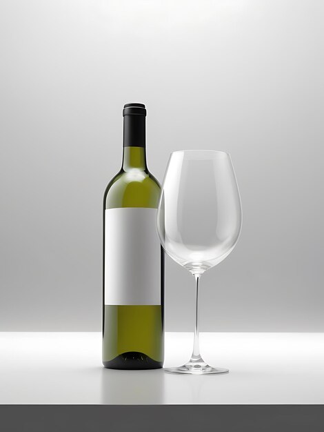 Photo wine glass bottle mockup