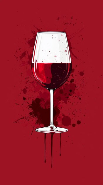 Wine Glass with Red Splatter