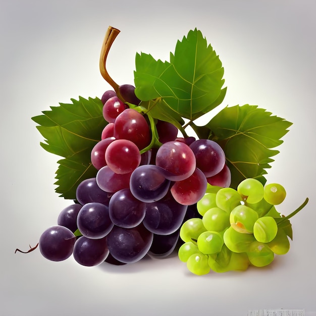 Wine grapes table grapes Fresh fruits Various 3d realistic objects 3d rendering. raster illustration