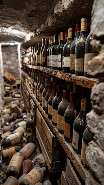 a wine rack with a bottle of wine on it