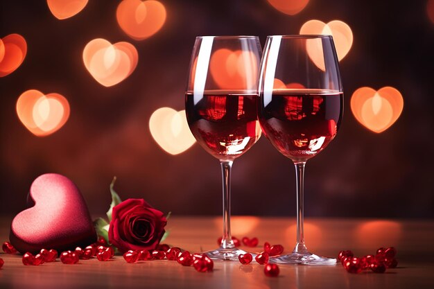 Wine and Roses Two Glasses of Wine with a Blurred Background