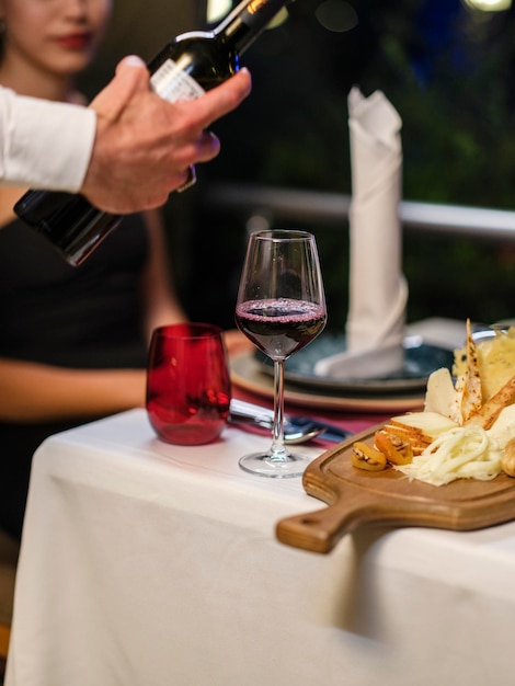 Wine service at dinner